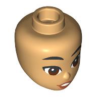 Lego Minidoll Head Black Eyebrows, Reddish Brown Eyes, Nougat Lips print / Warm Tan