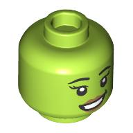 Lego Minifig Head She-Hulk, Nougat Lips, Lopsided Grin / Open Mouth Smile / Lime