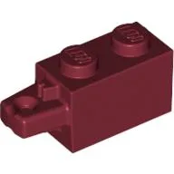 Hinge Brick 1 x 2 Locking with 1 Finger Horizontal End / Dark Red