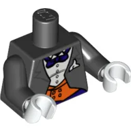 Torso, Suit with Orange Vest, Purple Bow Tie Print, Black Arms, White Hands