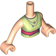 Lego Minidoll Torso Woman with Lime Dress, Coral Belt, Silver Necklace Print, Light Nougat Arms with Hands / Light Nougat