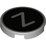Tile Round 2 x 2 with 'Z' on Black Background Print / Light Bluish Gray