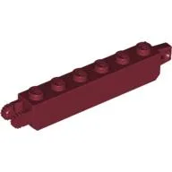 Hinge Brick 1 x 6 Locking with 1 Finger Vertical End and 2 Fingers Vertical End, 9 Teeth / Dark Red
