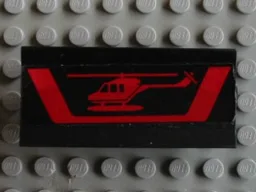 Vehicle, Spoiler / Plow Blade 6 x 3 with Hinge with Red Helicopter and Stripe Pattern (Sticker) - Set 5590