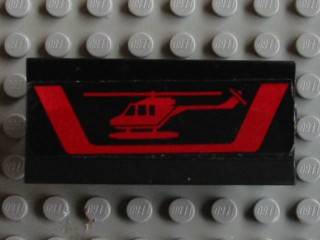 Lego Vehicle, Spoiler / Plow Blade 6 x 3 with Hinge with Red Helicopter and Stripe Pattern (Sticker) - Set 5590