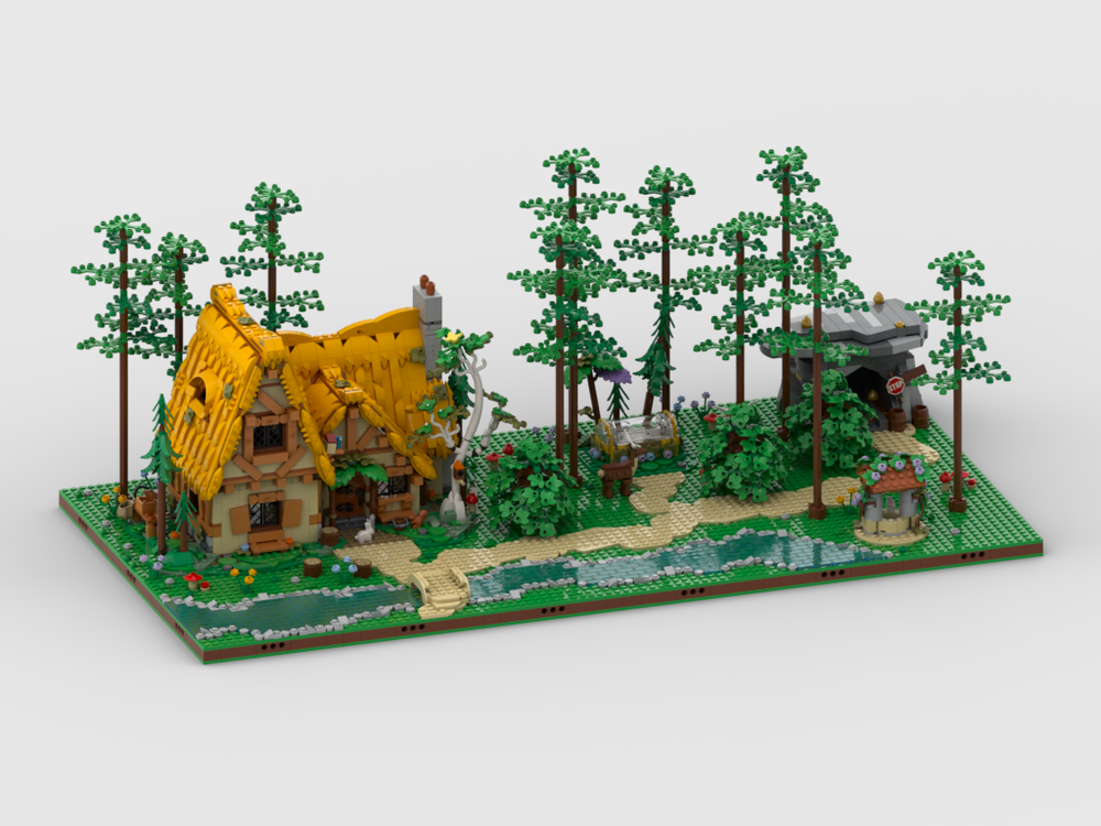 Lego Enchanted Forest + display for set 43242 Snow White and the Seven Dwarfs' Cottage