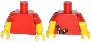 Lego Torso Simpsons Plain with Slingshot Pattern / Yellow Arms with Molded Red Short Sleeves Pattern / Yellow Hands