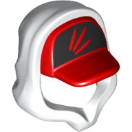Lego Hood over Cap Red, Black Front with Claw-like Scratches Print / White