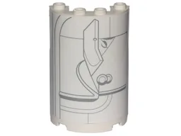 Cylinder Half 2 x 4 x 5 with 1 x 2 Cutout with SW Cloud City Gray Lines Wall Ornament Pattern (Sticker) - Set 75222