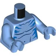 Torso, Bar Chest, Dark Azure/Dark Blue Markings Print, Medium Blue Arms and Hands / Medium Blue