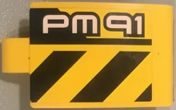 Technic, Panel Curved 3 x 5 x 3 with 'PM91' and Black and Yellow Danger Stripes Pattern Model Left Side (Stickers) - Set 42049