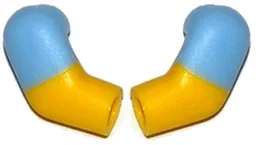 Arm, (Matching Left and Right) Pair with Molded Bright Light Blue Short Sleeves Pattern / Yellow