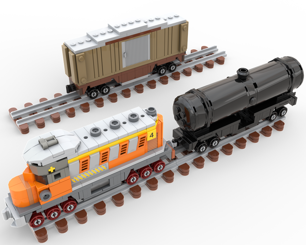 Lego 3-wide Santa Fe Engine and 2 cars