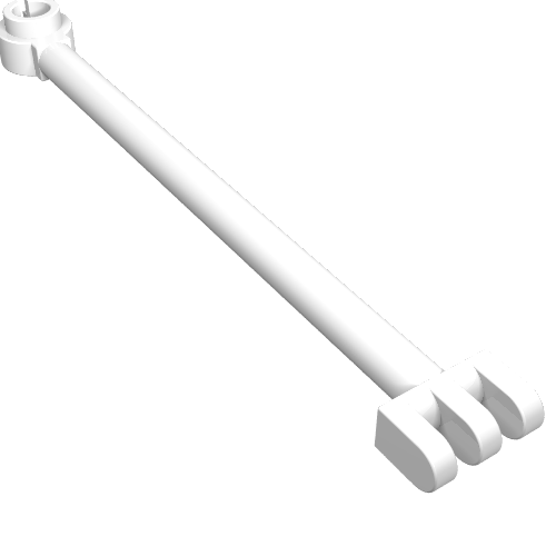 Lego Hinge Bar 8L with 3 Fingers and Open End Stud / White