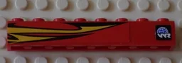 Brick 1 x 8 with Yellow Flames and World Racers Logo Pattern Model Left Side (Stickers) - Set 8897