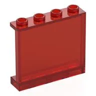 Panel 1 x 4 x 3 [Side Supports / Hollow Studs] / Trans-Red