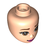 Lego Minidoll Head with Brown Eyes, Brown Eyebrows, and Dark Pink Lips Print (Belle) / Light Nougat