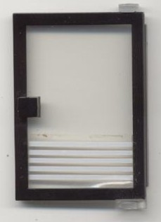 Lego Door 1 x 4 x 5 Right with Trans-Clear Glass and 5 White Stripes Pattern (Sticker) - Set 6392