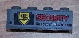 Brick 1 x 4 with 'SECURITY TRANSPORT' Pattern (Sticker) - Set 8199