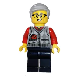 Light Bluish Grey Torso, Dark Blue Legs, Light Bluish Grey Hair