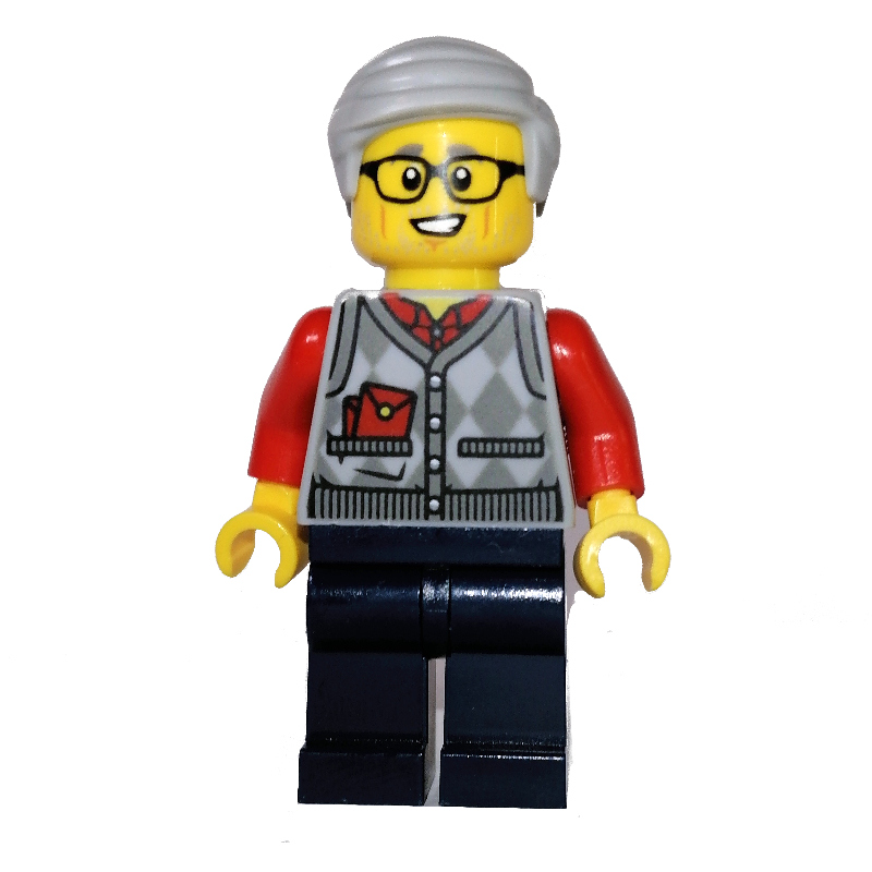 Lego Light Bluish Grey Torso, Dark Blue Legs, Light Bluish Grey Hair