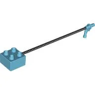 Duplo Brick, 2x2 with Black Hose and Nozzle / Medium Azure