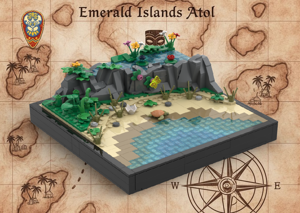 Lego 🌺 FLOWER LAKE OASIS - Tropical Freshwater Paradise | Volcanic Rock Pool, Exotic Flowers, Beach Connection, Modular Island Extension