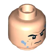 Minifig Head Alan Grant, Eyebrows, Furrowed Brows, Crows Feet by Eyes, Water Drops Print / Light Nougat