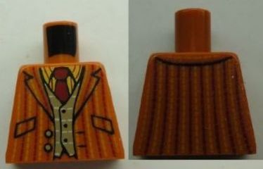 Lego Torso Harry Potter Pinstripe Suit Jacket, Dark Tan Vest and Red Tie Pattern