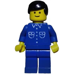 Man, Blue Shirt with Buttons and Pockets, Blue Legs, Black Hair