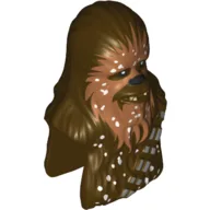 Minifig Head Special, Wookiee with Medium Nougat Face Fur and Teeth Print / Dark Brown