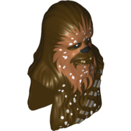 Lego Minifig Head Special, Wookiee with Medium Nougat Face Fur and Teeth Print / Dark Brown