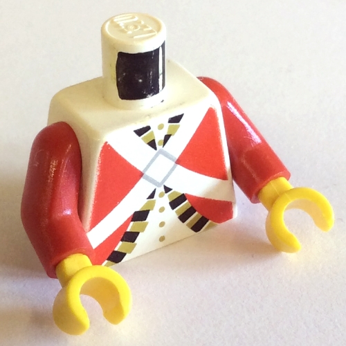 Lego Torso Imperial Guard Uniform Print (Red), Red Arms, Yellow Hands / White