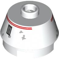 Lego Brick Round 2 x 2 Truncated Cone with Red Stripe, Droid Print (R5-D4) / White