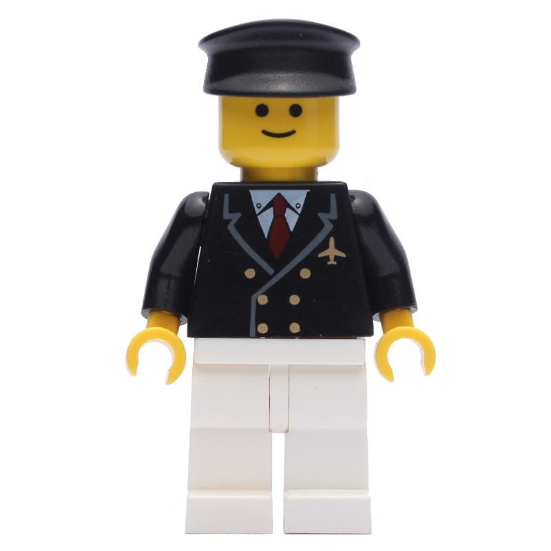 Lego Pilot - Black Torso, White Legs, Black Cap