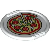 Duplo Disk with Pizza with Mushrooms and 1 Cut Slice Print / White