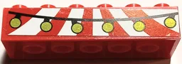 Brick 2 x 6 with Red and White Stripes Awning and Black String with Gold Balls Pattern (Sticker) - Set 41236