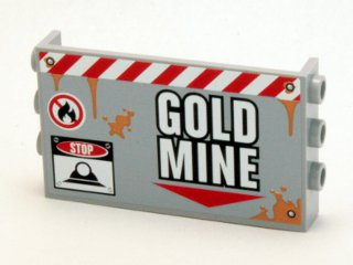 Lego Panel 1 x 6 x 3 with Studs on Sides with 'GOLD MINE' Pattern (Sticker) - Set 4204