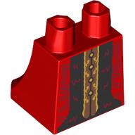 Lego Hips and Legs Under Dress/Robe with Robe, Dark Red Decorations, Black /Dark Orange Front print / Red