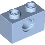 Technic Brick 1 x 2 [1 Pin Hole] / Bright Light Blue