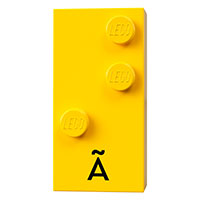 Lego Braille Brick 2 x 4 with 3 Studs ⠜ and 'Ã' print / Yellow