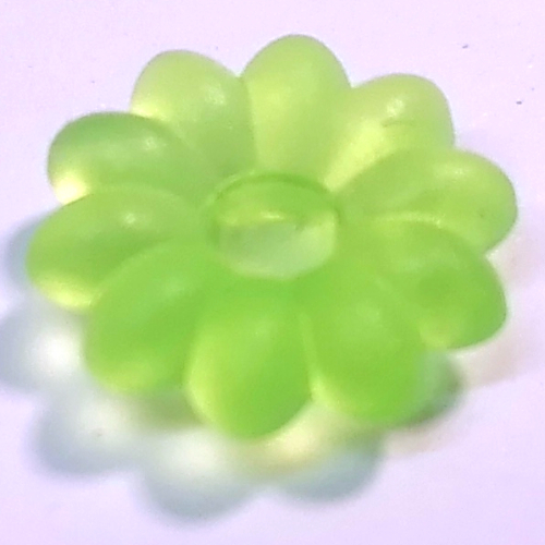 Lego Clikits Icon, Flower 2 x 2 Small, 10 Petals with Pin [Frosted] / Trans-Light Bright Green