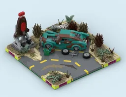 MILS Wasteland Road Curve (V2) 16 Studs Wide (Fallout)