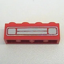 Brick 1 x 4 with Chrome Silver Car Grill Print [Undetermined]