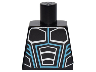 Lego Torso Robot Armor with Medium Azure and Silver Lines Pattern