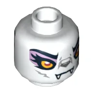 Minifig Head Windra, Dual Sided, Wolf with Yellow Eyes and Lavender Eye Shadow Closed Mouth / Open Mouth Print [Hollow Stud] / White