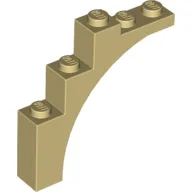Brick Arch 1 x 5 x 4 [Irregular Bow, Raised Underside Cross Supports] / Tan