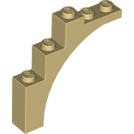 Lego Brick Arch 1 x 5 x 4 [Irregular Bow, Raised Underside Cross Supports] / Tan