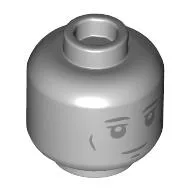Minifig Head Statue, Dark Bluish Grey Face, Neutral/Frown Print / Light Bluish Gray