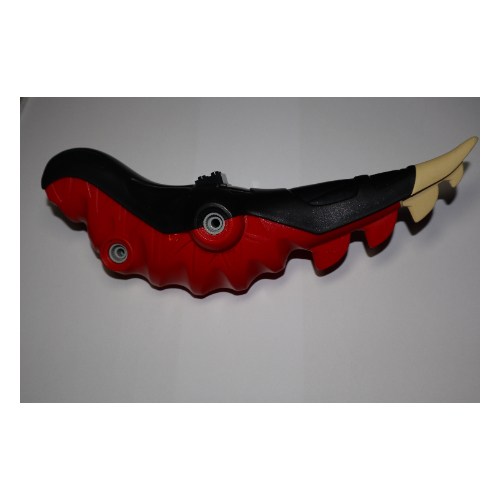 Lego Animal Body Part, Dinosaur, Tyrannosaurus Rex Body with Black Top and Tan Tail / Red